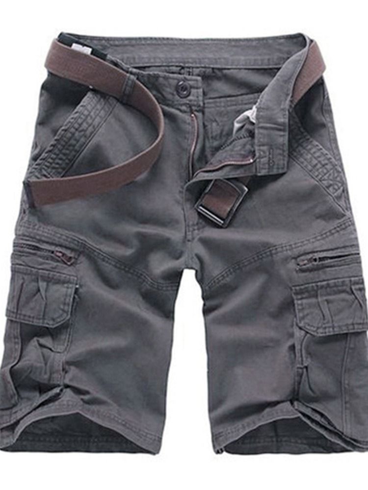 Reißverschluss Straight Plain Mid Waist Herren Freizeitshorts