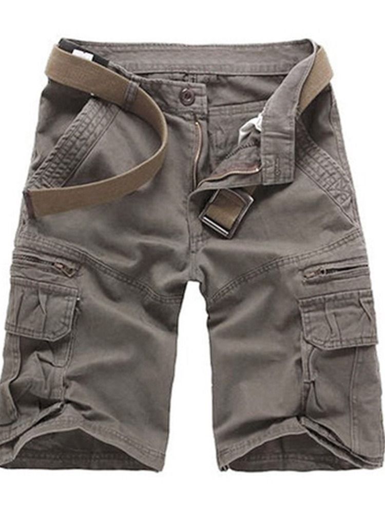 Reißverschluss Straight Plain Mid Waist Herren Freizeitshorts