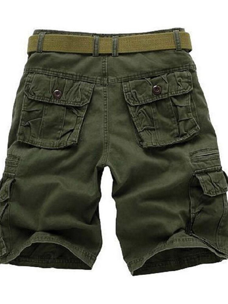 Reißverschluss Straight Plain Mid Waist Herren Freizeitshorts