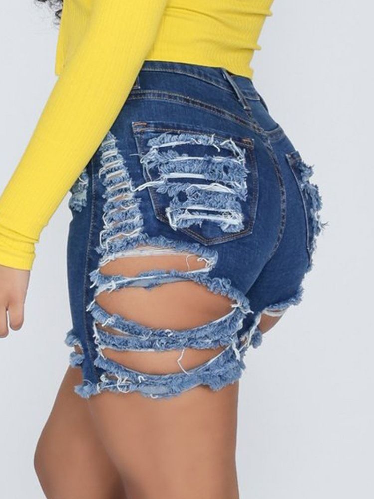 Schmale Shorts Mit Geradem Loch Und Reißverschluss Für Damen