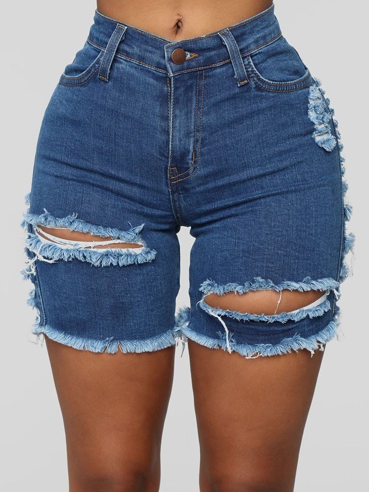 Schmale Shorts Mit Geradem Loch Und Reißverschluss Für Damen