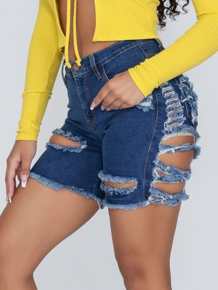 Schmale Shorts Mit Geradem Loch Und Reißverschluss Für Damen