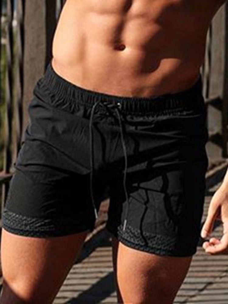 Schnüre Schlichte Lässige Herren-shorts Mit Mittlerer Taille