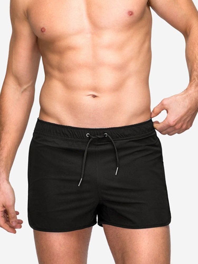 Schnüre Schlichte Lässige Herren-shorts Mit Mittlerer Taille