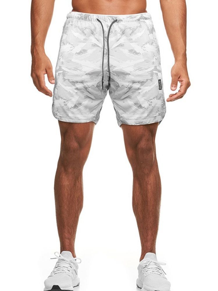 Slim Camouflage Print Lässige Herren Shorts Mit Mittlerer Taille