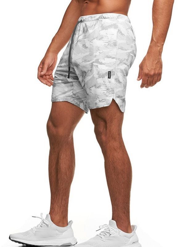 Slim Camouflage Print Lässige Herren Shorts Mit Mittlerer Taille