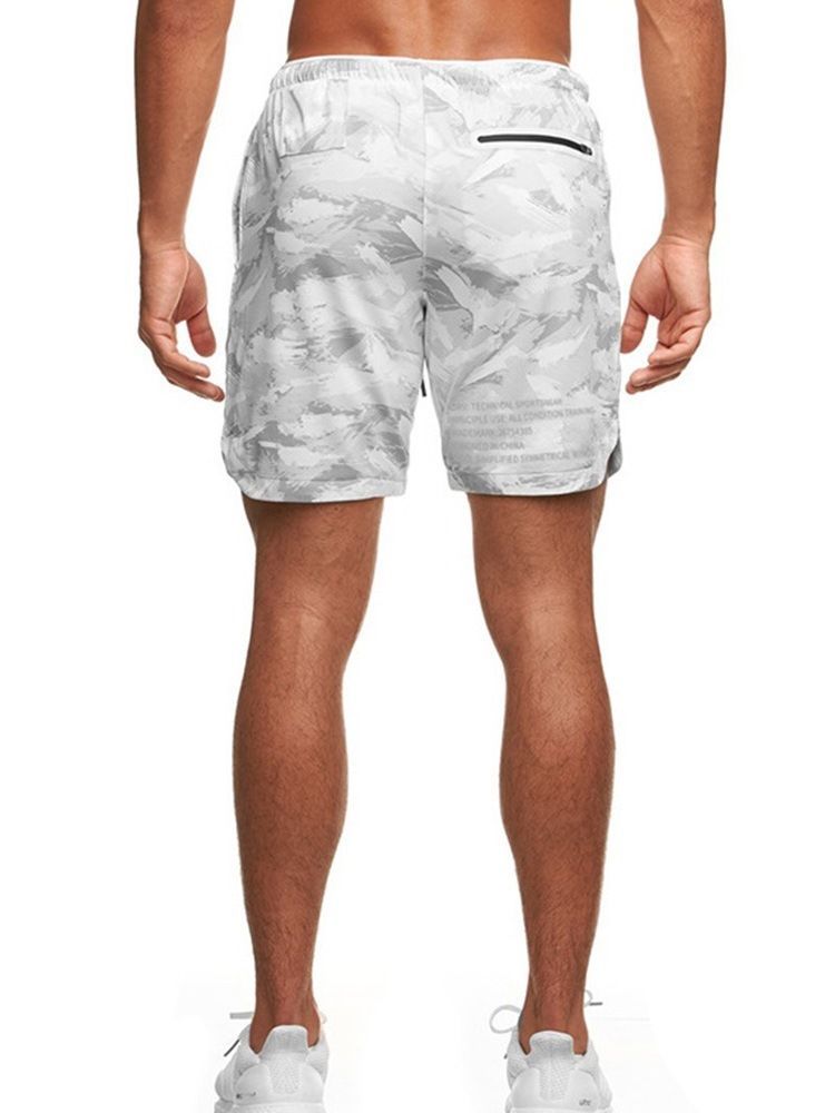 Slim Camouflage Print Lässige Herren Shorts Mit Mittlerer Taille