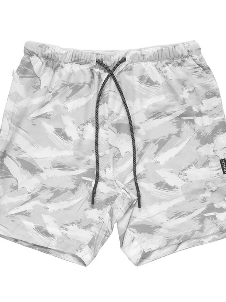 Slim Camouflage Print Lässige Herren Shorts Mit Mittlerer Taille