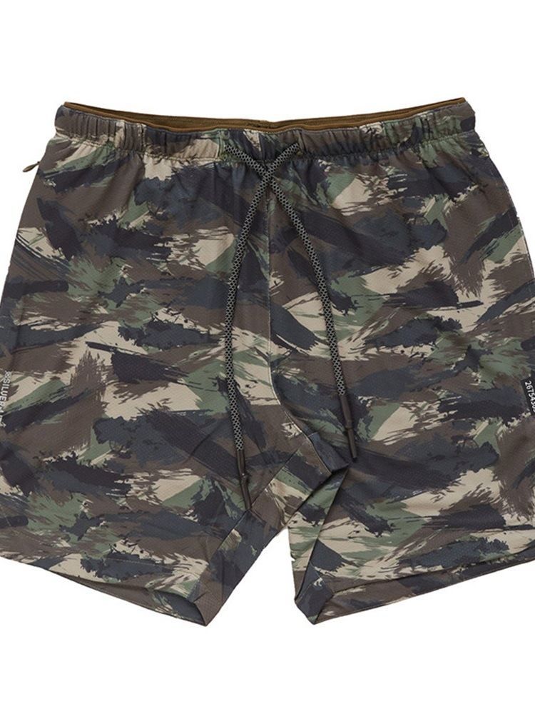 Slim Camouflage Print Lässige Herren Shorts Mit Mittlerer Taille