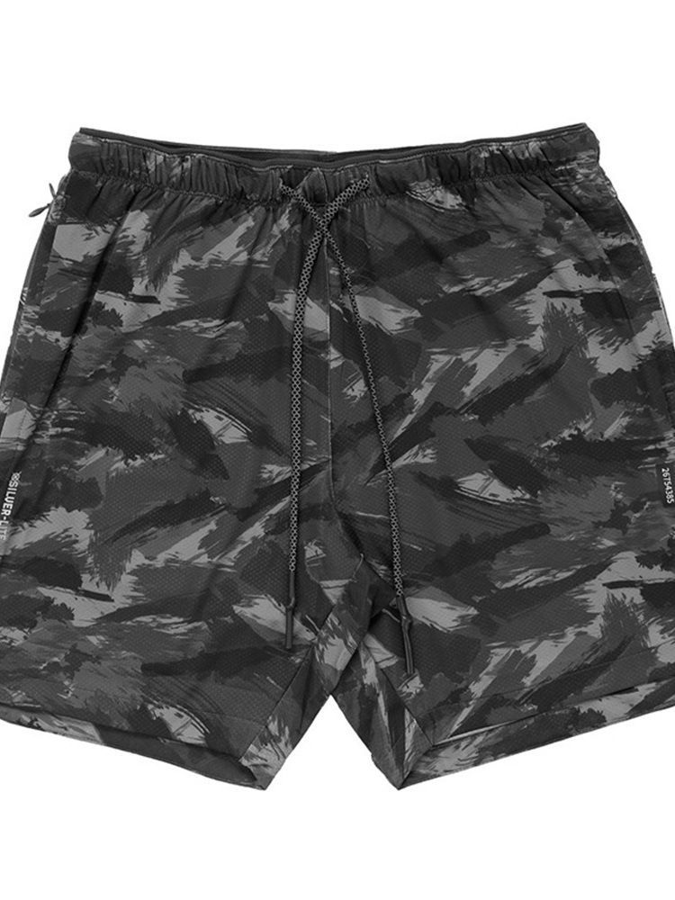 Slim Camouflage Print Lässige Herren Shorts Mit Mittlerer Taille