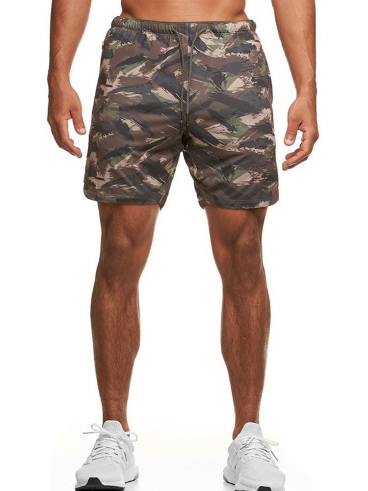 Slim Camouflage Print Lässige Herren Shorts Mit Mittlerer Taille