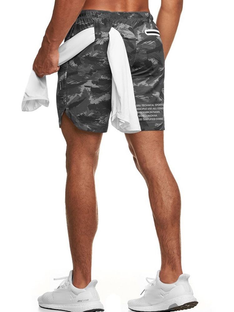 Slim Camouflage Print Lässige Herren Shorts Mit Mittlerer Taille