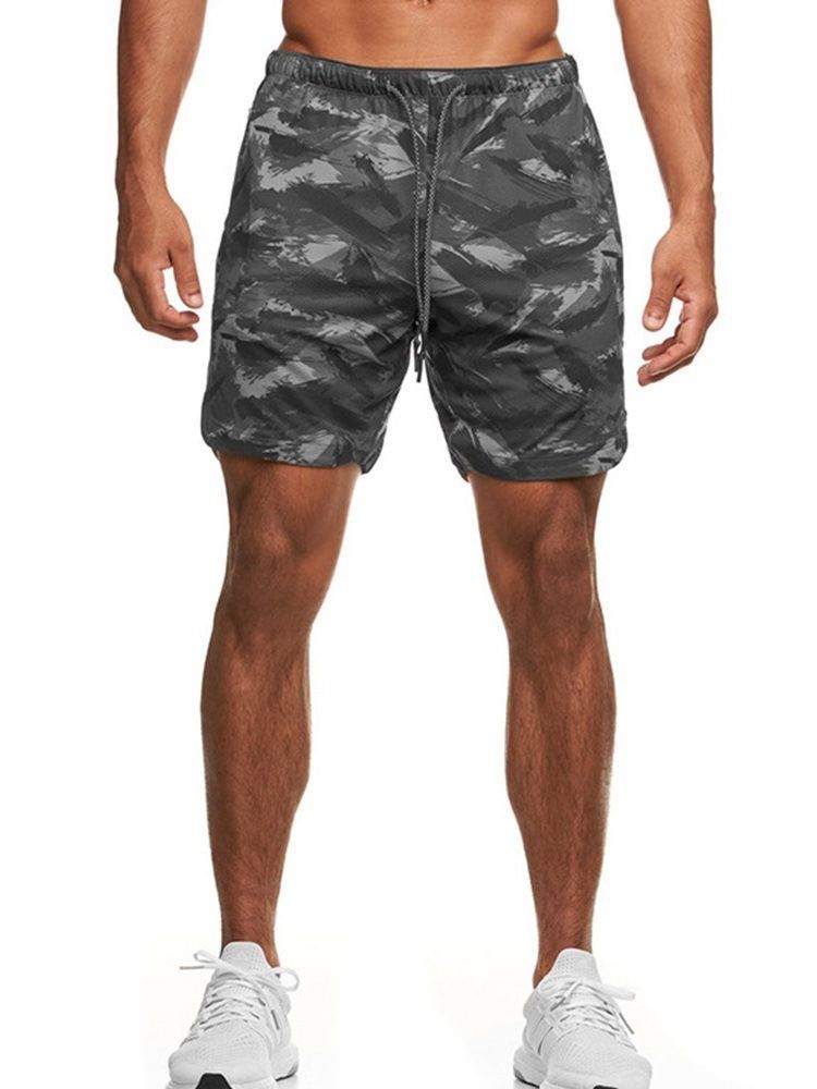 Slim Camouflage Print Lässige Herren Shorts Mit Mittlerer Taille