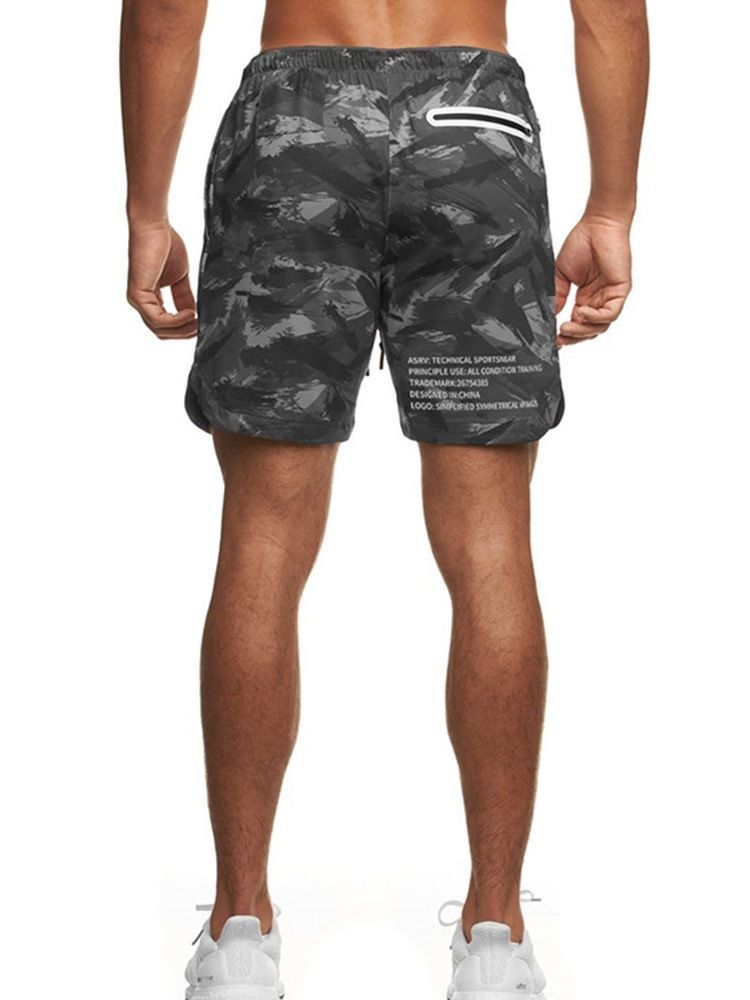 Slim Camouflage Print Lässige Herren Shorts Mit Mittlerer Taille