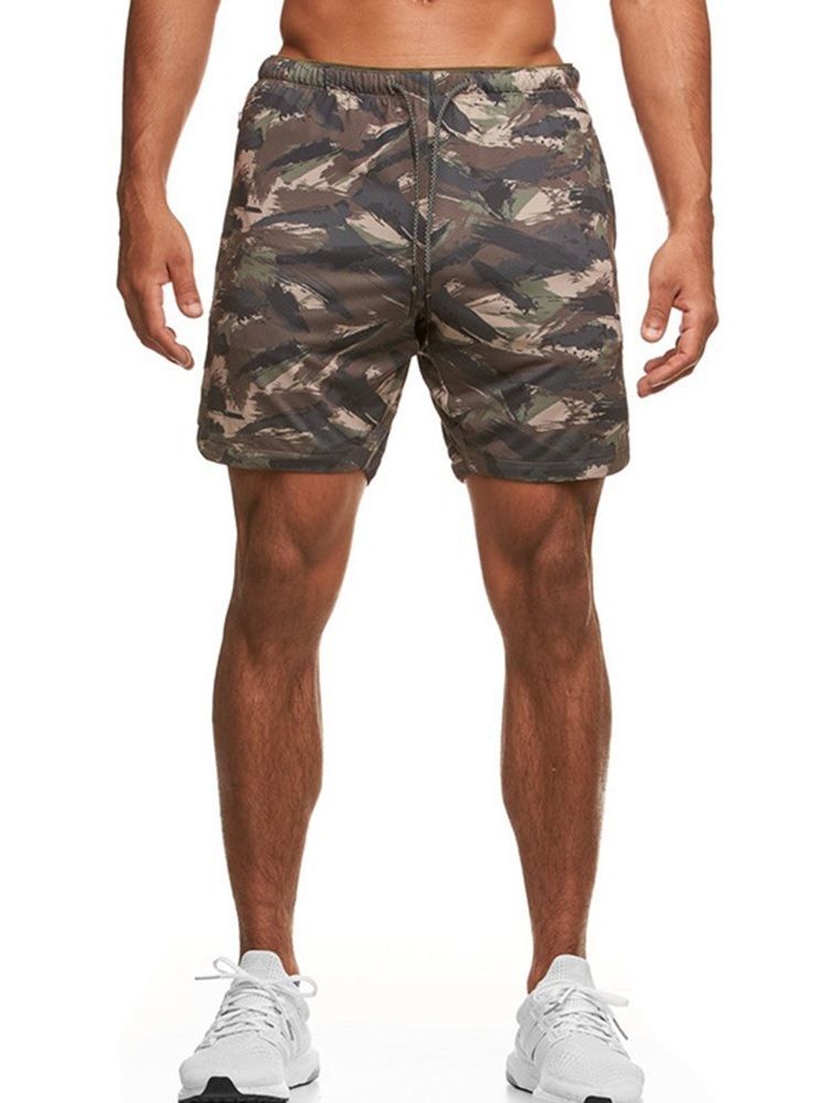 Slim Camouflage Print Lässige Herren Shorts Mit Mittlerer Taille