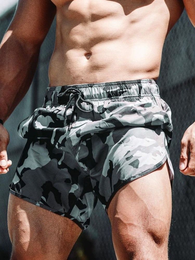 Slim Lace-up Camouflage Casual Lace-up Herren Shorts