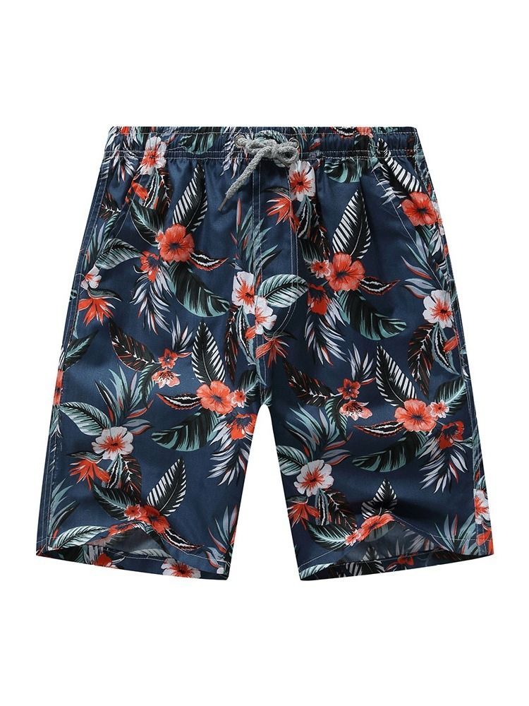 Straight Print Dünne Herren-shorts Zum Schnüren