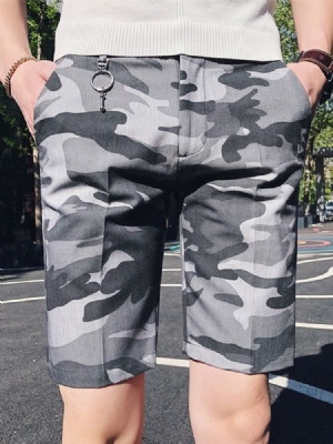 Zipper Straight Camouflage Zipper Herren Shorts