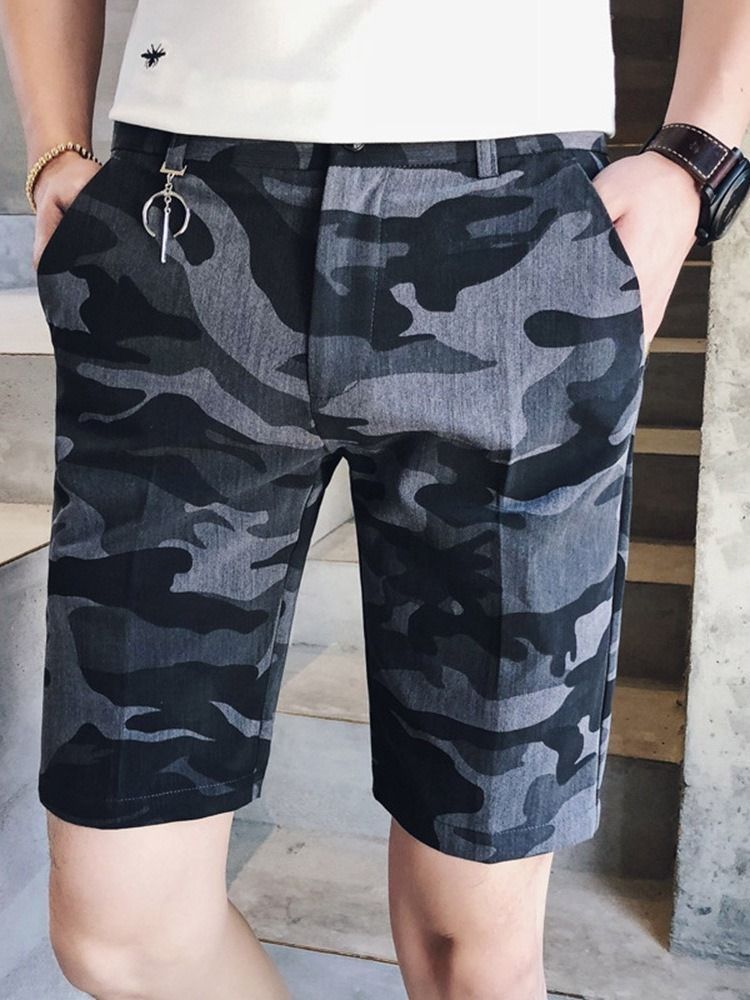 Zipper Straight Camouflage Zipper Herren Shorts