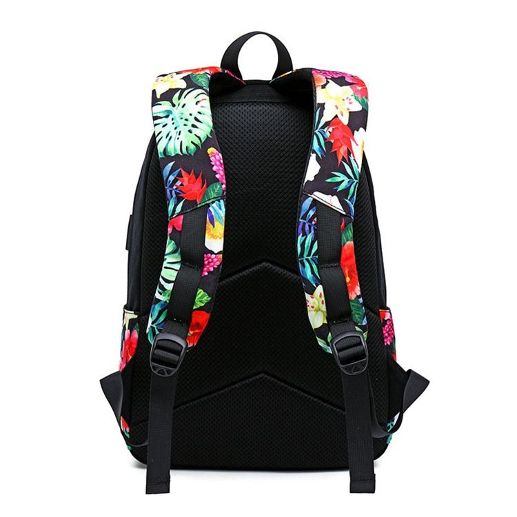 Blumen Canvas Reißverschluss Damen Rucksack