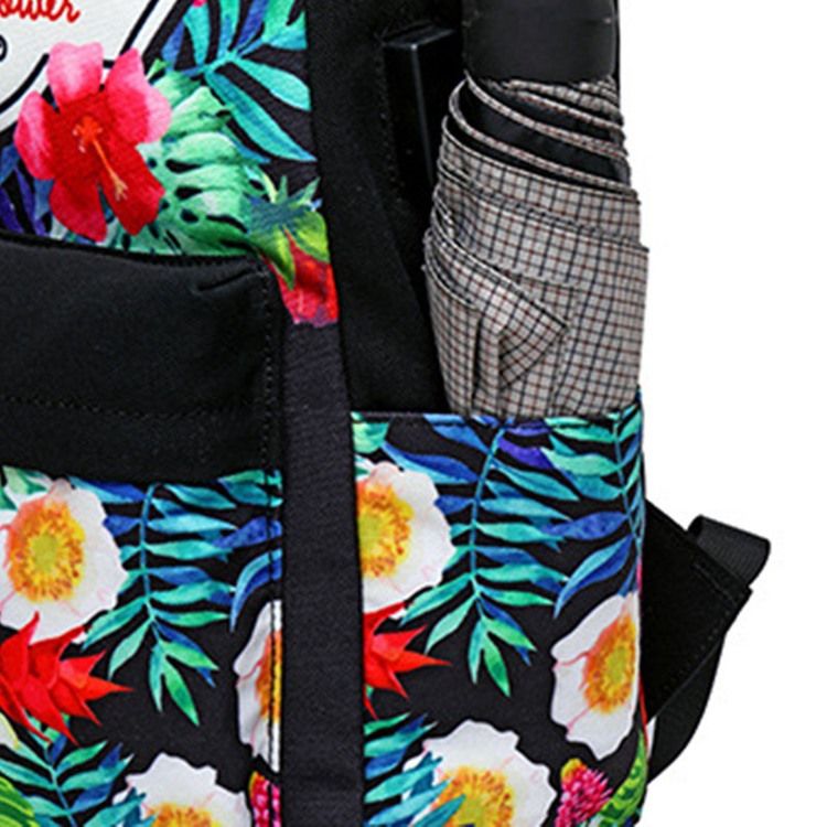 Blumen Canvas Reißverschluss Damen Rucksack