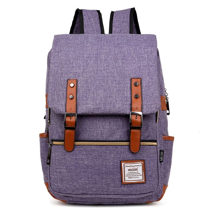 Leinwand-rucksack Im Patchwork-design Mit Gürtelverzierung