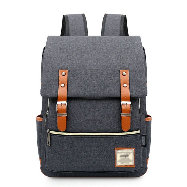 Leinwand-rucksack Im Patchwork-design Mit Gürtelverzierung