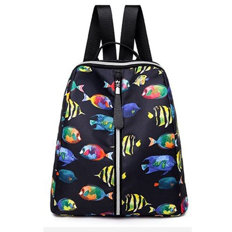 Oxford-rucksack Mit Fisch-print