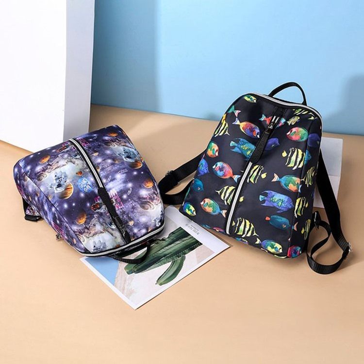 Oxford-rucksack Mit Fisch-print