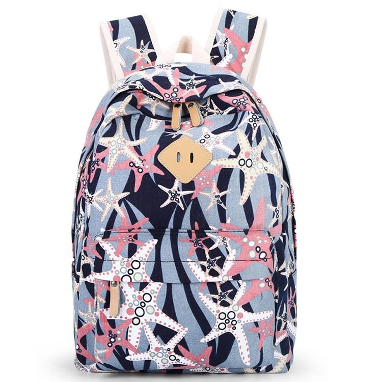 Rucksack Aus Canvas Mit Seestern-print