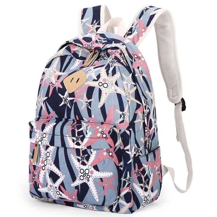 Rucksack Aus Canvas Mit Seestern-print