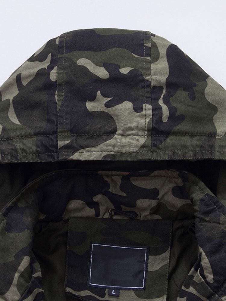 Camouflage Printed Hooded Zipper Herren Casual Dicke Jacke