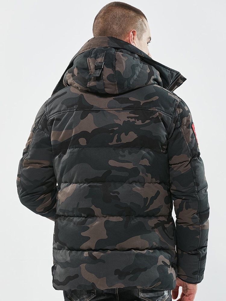 Camouflage Reißverschluss Baumwolle Casual Slim Herren Wintermantel