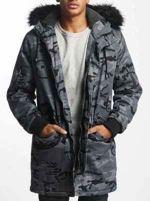 Camouflage Zipper Hooded Casual Herren Daunenjacke