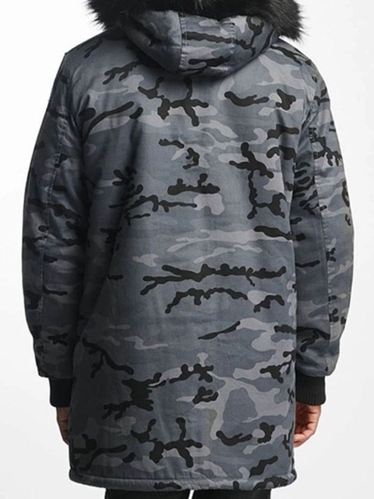 Camouflage Zipper Hooded Casual Herren Daunenjacke