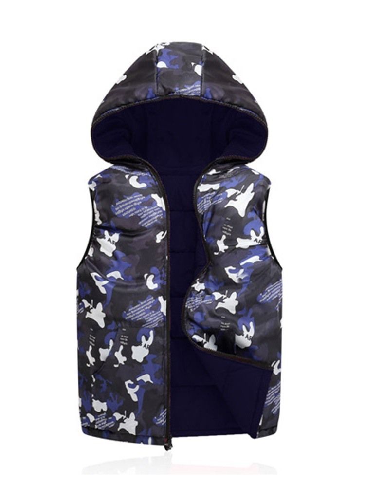 Camouflage Zipper Hooded Korean Winter Herren Weste