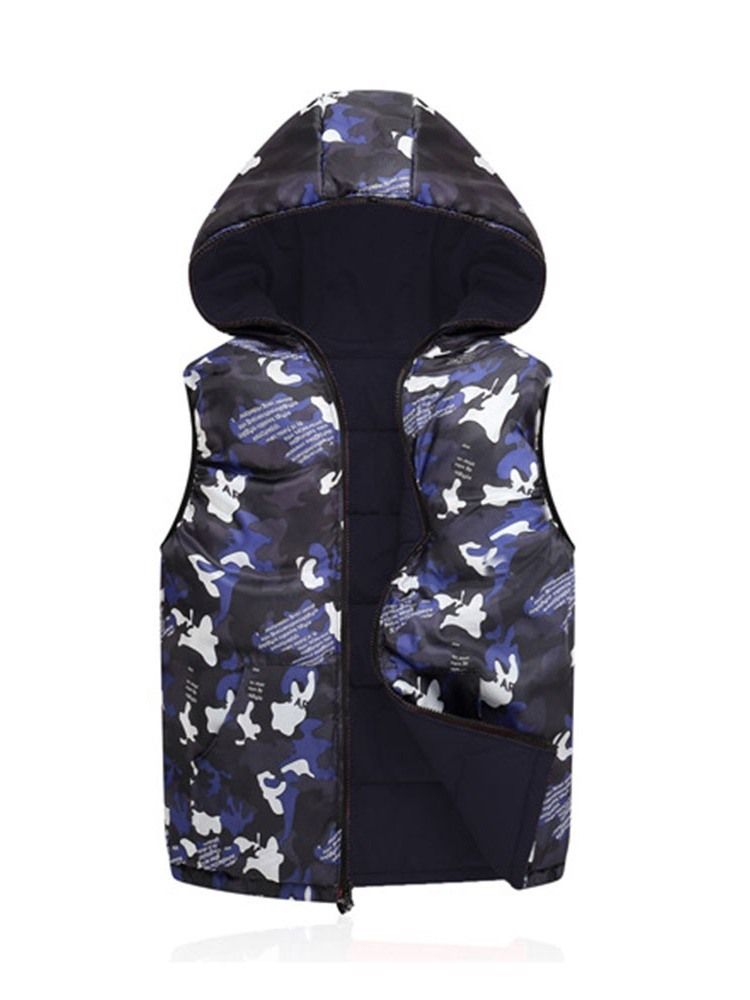 Camouflage Zipper Hooded Korean Winter Herren Weste