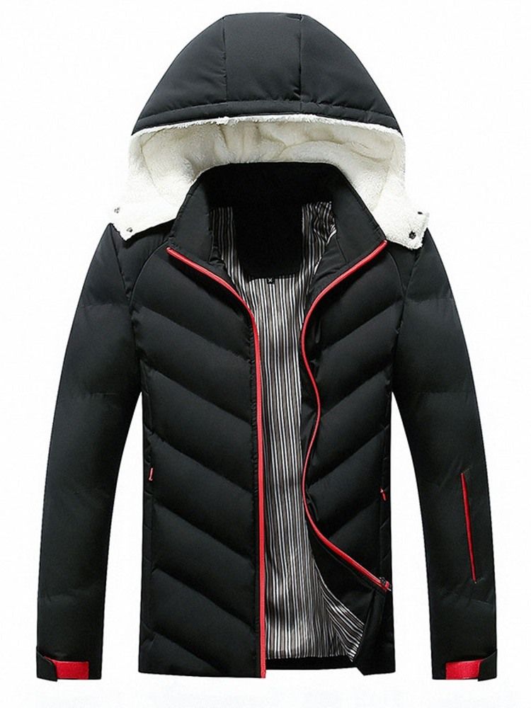 Color Block Hooded Standard Zipper Herren Daunenjacke