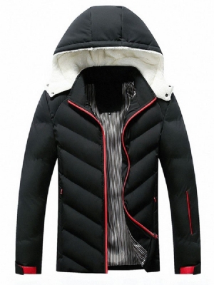 Color Block Hooded Standard Zipper Herren Daunenjacke