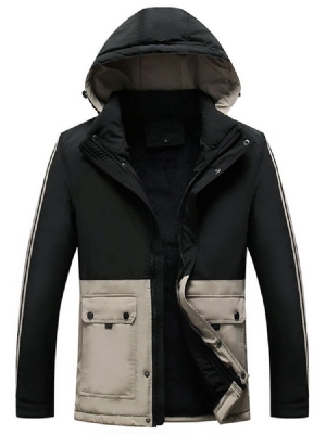 Color Block Patchwork Hooded European Zipper Herren Daunenjacke