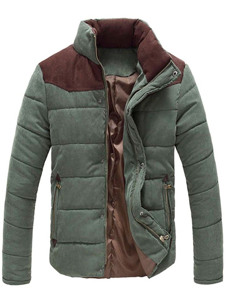 Color Block Patchwork Standard Casual Herren Daunenjacke