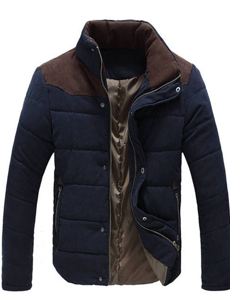 Color Block Patchwork Standard Casual Herren Daunenjacke