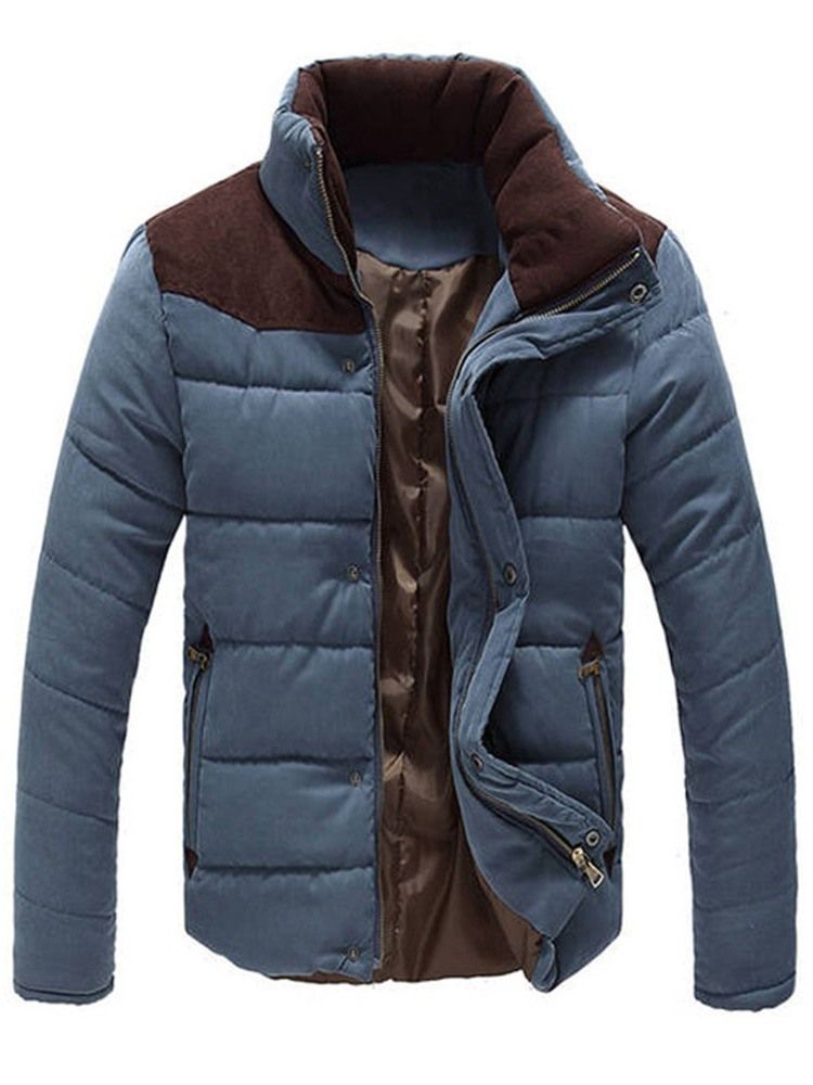 Color Block Patchwork Standard Casual Herren Daunenjacke