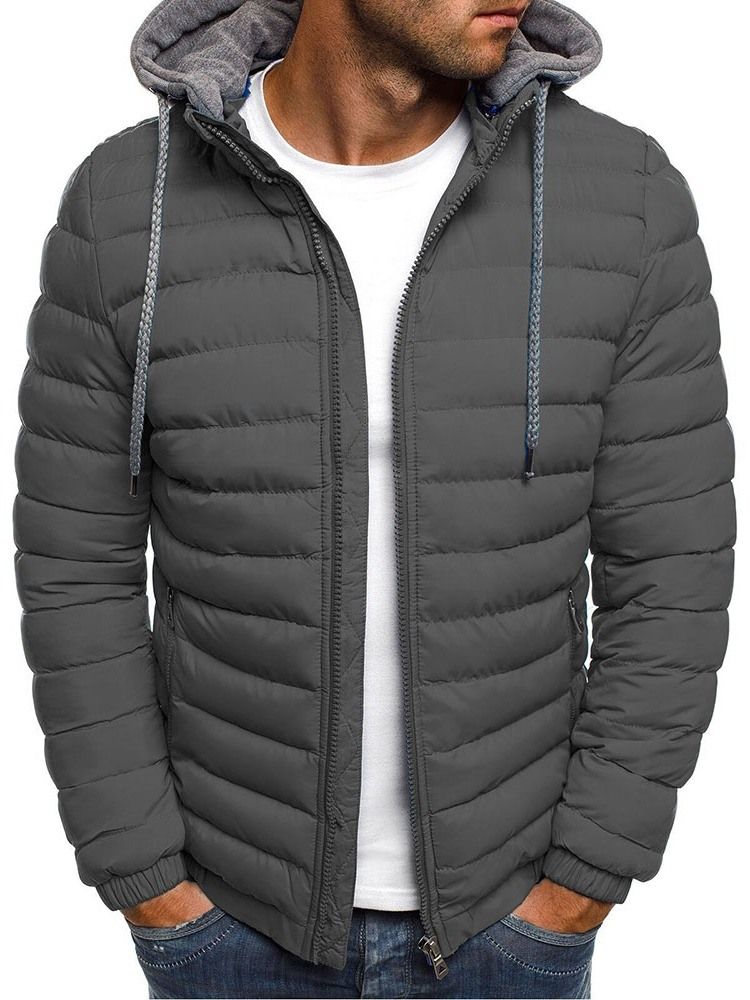 Color Block Patchwork Standard Casual Zipper Herren Daunenjacke