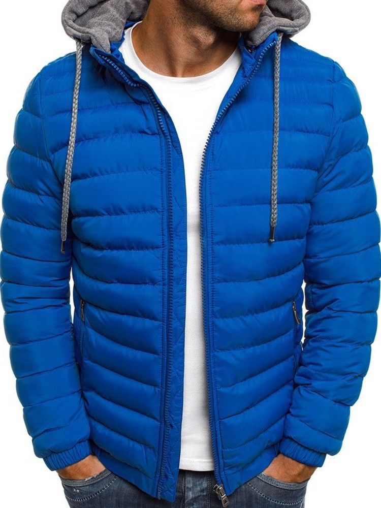 Color Block Patchwork Standard Casual Zipper Herren Daunenjacke