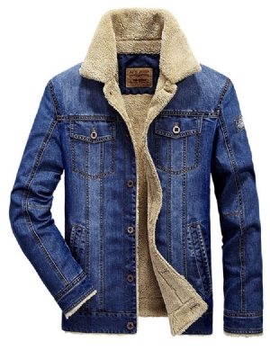 Dicken Warm Denim Revers Herren Wintermantel