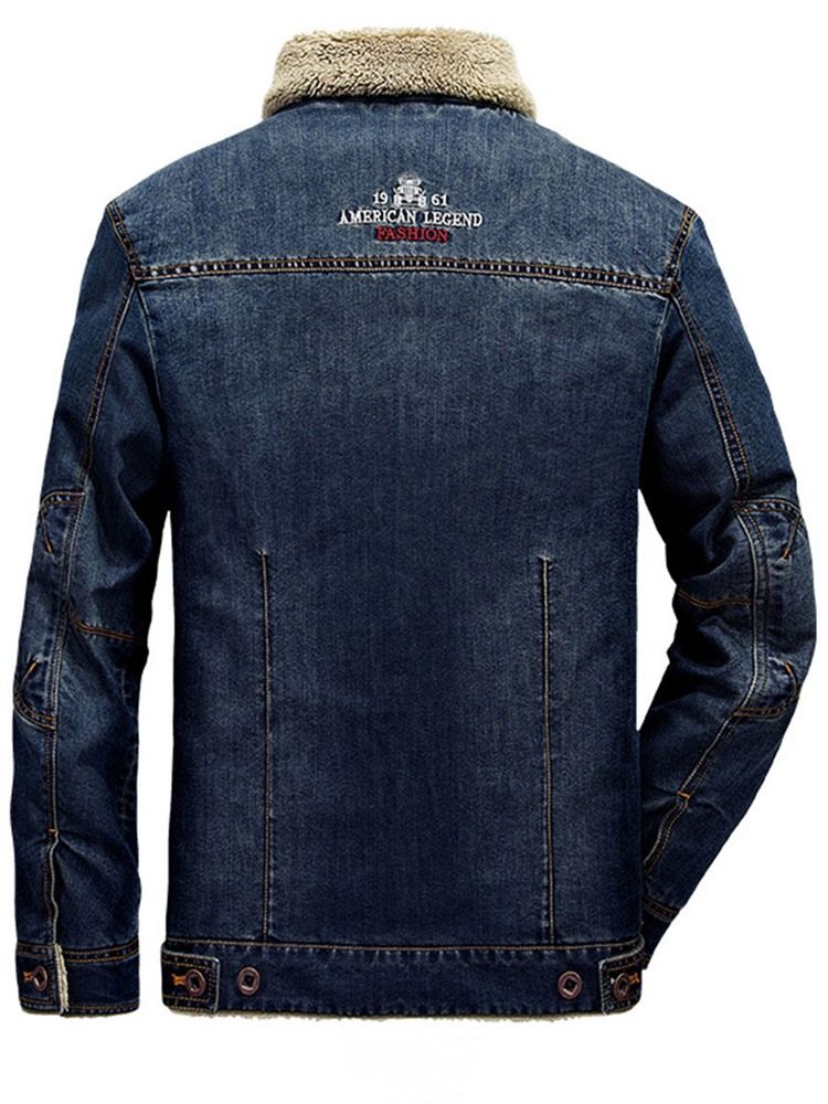 Dicken Warm Denim Revers Herren Wintermantel