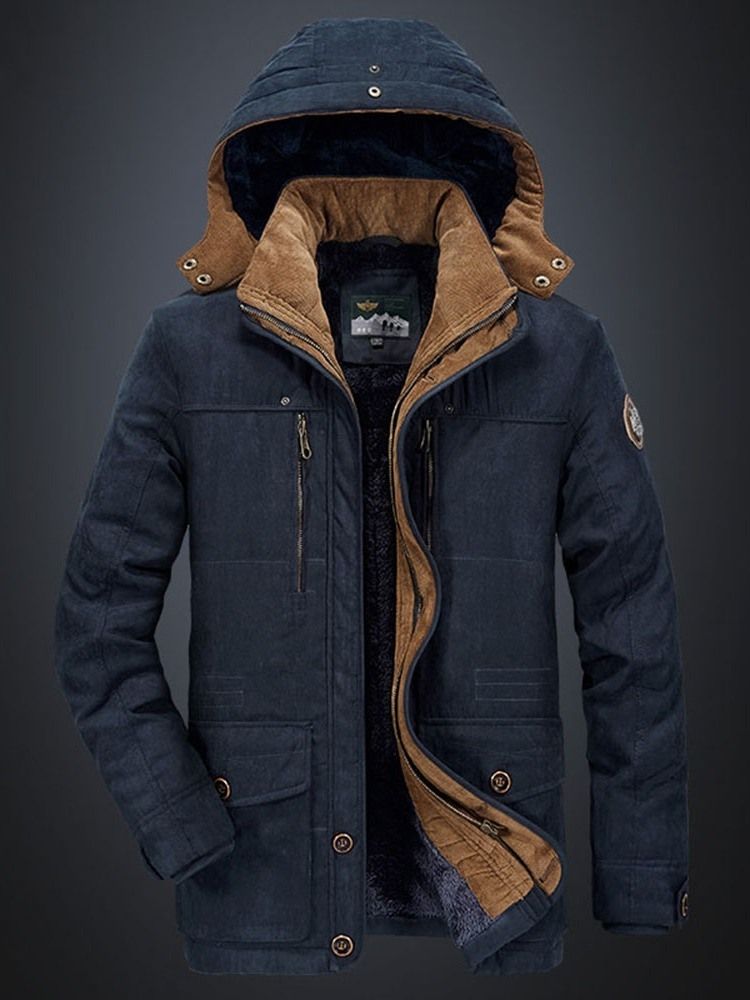 Herren Mittellange Freizeit-daunenjacke Mit Kapuze Mid