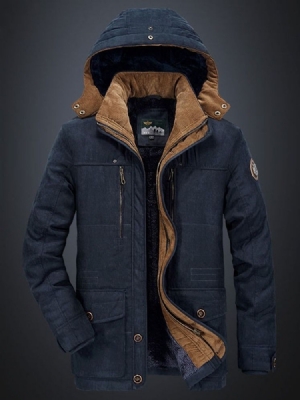 Herren Mittellange Freizeit-daunenjacke Mit Kapuze Mid