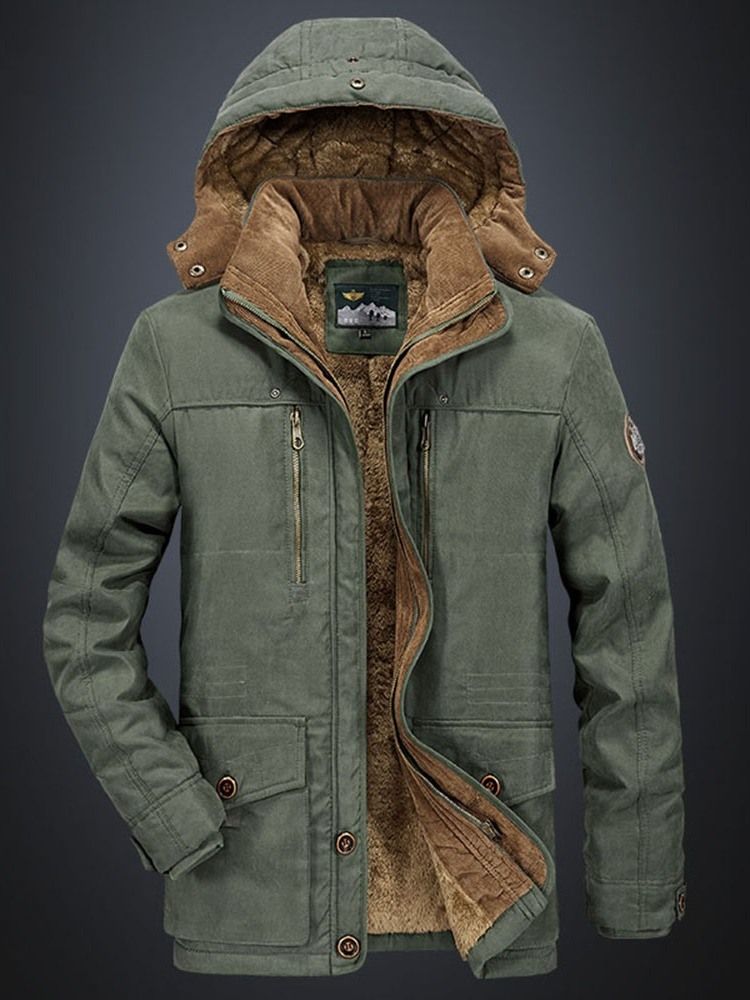 Herren Mittellange Freizeit-daunenjacke Mit Kapuze Mid